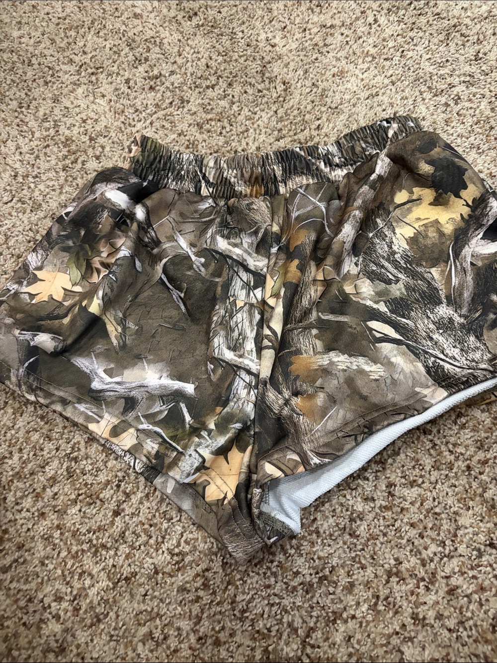 SHEIN Olive Green Camo Elastic Waist Shorts